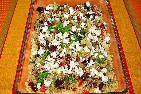 Couscous Salad with Zucchini, Eggplant, Feta