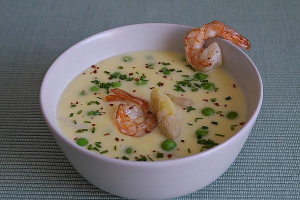 Cream Of Asparagus Soup with Prawns