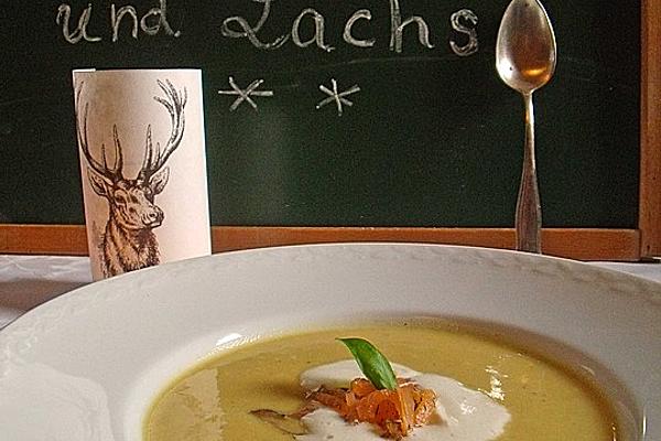 Cream Of Celery Soup with Horseradish and Salmon