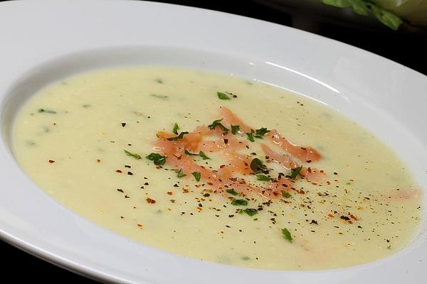 Cream Of Parsley Root Soup with Smoked Salmon