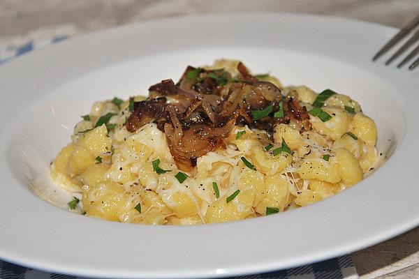 Creamy Cheese Spaetzle, with Fried Onions