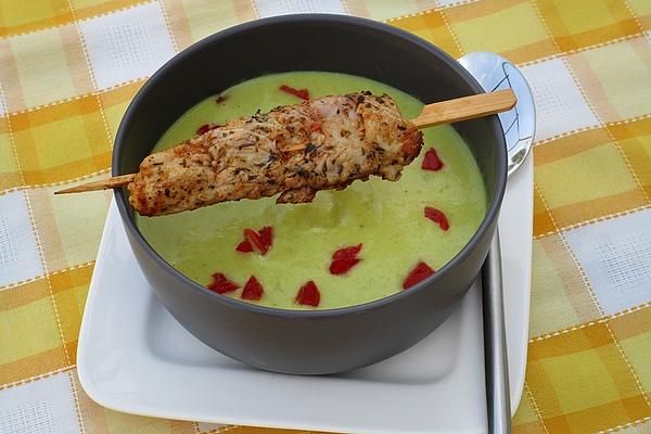 Creamy Kohlrabi Soup with Chicken Skewers