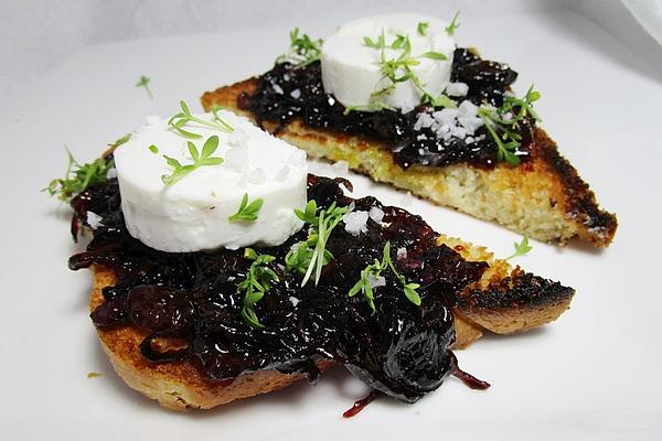 Crostini with Onion Jam and Goat Cheese