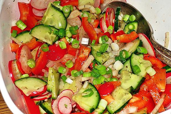 Crunchy Raw Vegetable Salad with Balsamic Vinaigrette