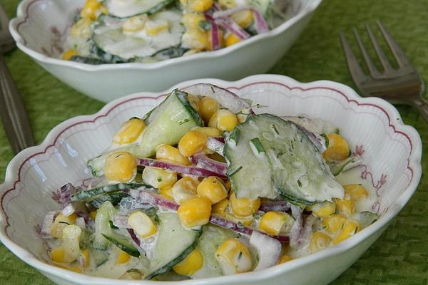 Cucumber – Corn Salad with Cream – Sour Cream Dressing
