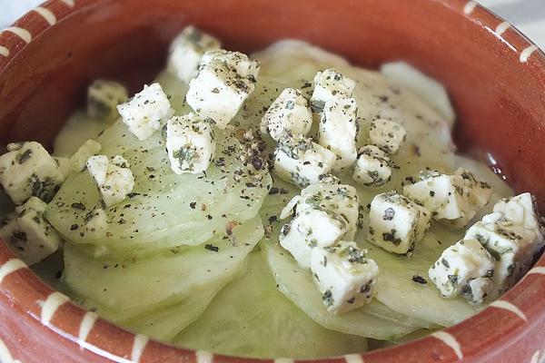 Cucumber Salad with Sheep Cheese and Garlic