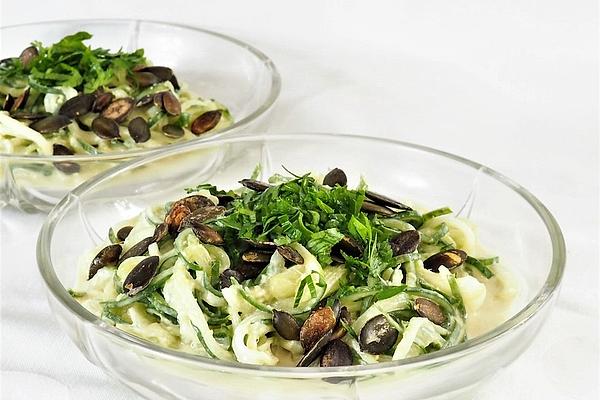 Cucumber Spaghetti Salad with Pumpkin Seeds