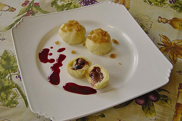 Curd Dumplings with Blueberry Nougat Filling