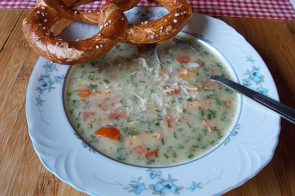 Delicious Creamy Herbal Soup with Smoked Trout Fillet