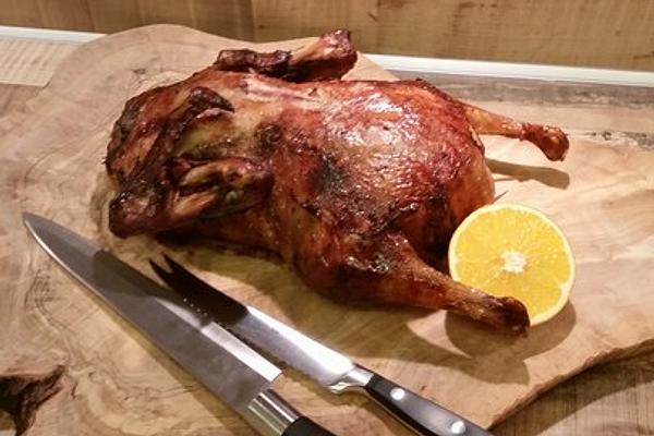 Duck with Apple and Orange Filling