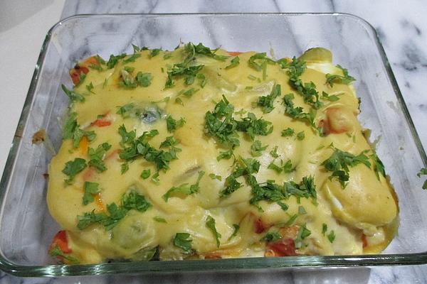 Eggs and Vegetables Casserole with Mustard Sauce