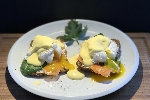 Eggs Benedict with Salmon and Chard