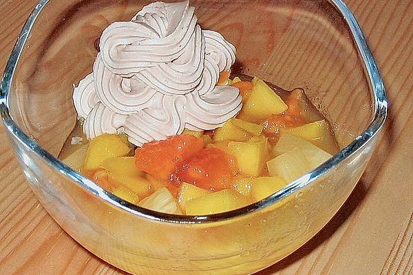 Exotic Fruit Salad with Champagne Truffle Cream