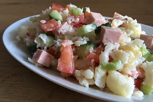 False Rice Salad Made from Cauliflower