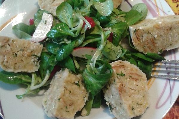 Feta and Wild Garlic Bread Dumplings on Lamb`s Lettuce