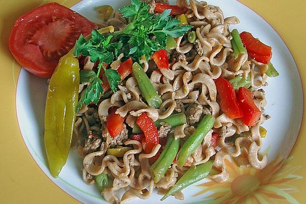 Fiery Pasta Salad with Minced Meat