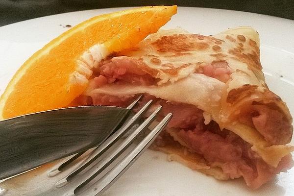 French Crepes with Liqueur 43-apple-peach Filling