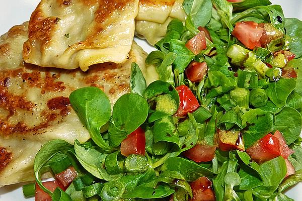 Fried Maultaschen with Lamb`s Lettuce