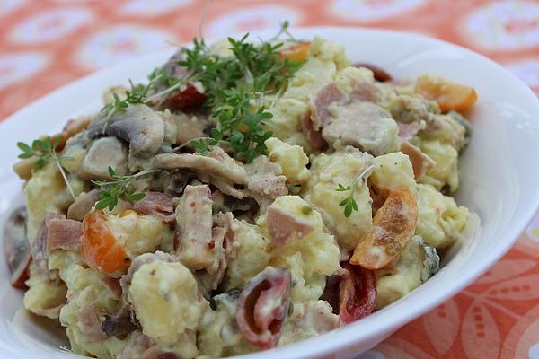 Fried Potato Salad with Mushrooms &amp; Ham