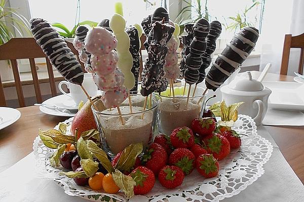 Fruit Skewers with Chocolate Icing