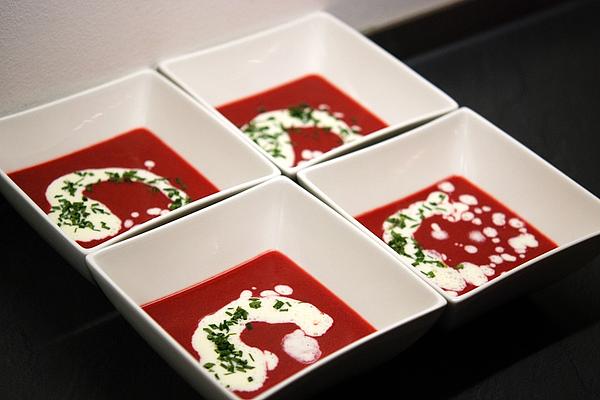 Fruity Beetroot Soup with Horseradish Foam