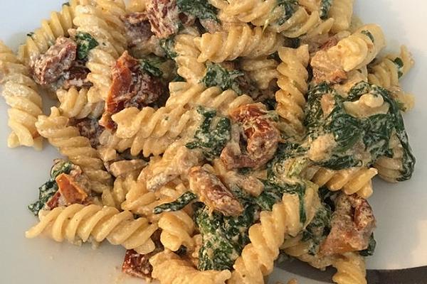 Fusilli with Ricotta and Fresh Baby Spinach