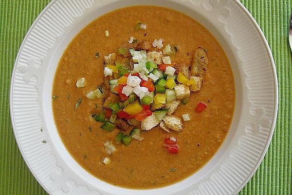 Gazpacho (cold Vegetable Soup) with Spicy Croutons
