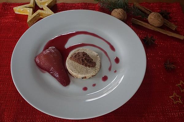 Gingerbread Parfait with Red Wine Pear