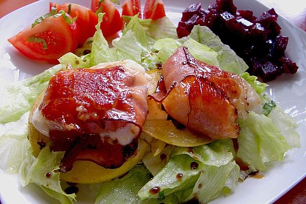 Goat Cheese Wrapped in Ham with Honey – Almond – Vinaigrette