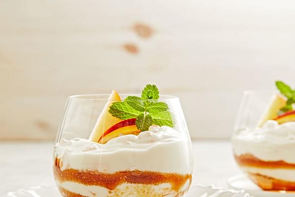 Greek Yogurt with Peach in Glass