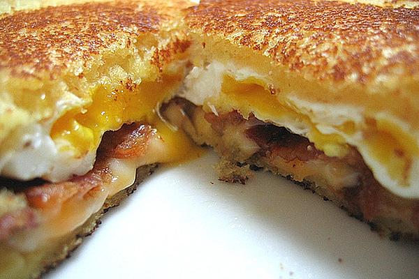 Grilled Cheese Sandwich with Bacon and Fried Egg