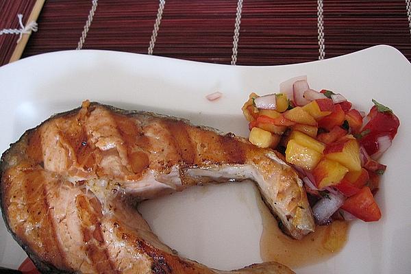 Grilled Fish with Spicy Peach Salsa