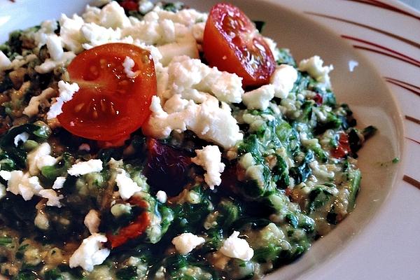 Hearty Porridge with Spinach and Feta Cheese