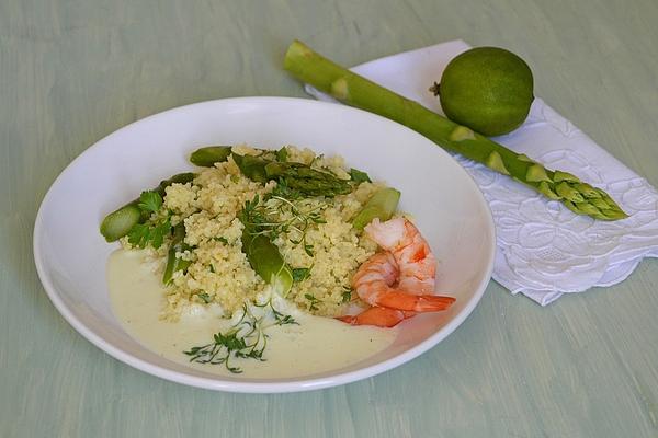 Herbal Couscous with Asparagus and Mascarpone Lime Sauce