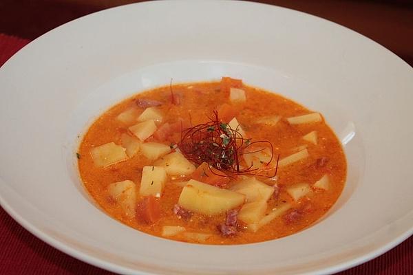 Hot Potato Soup with Mini Salami
