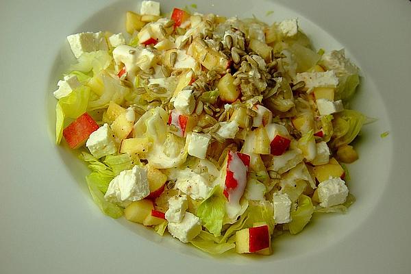 Iceberg Lettuce with Feta Cheese, Apple and Roasted Sunflower Seeds