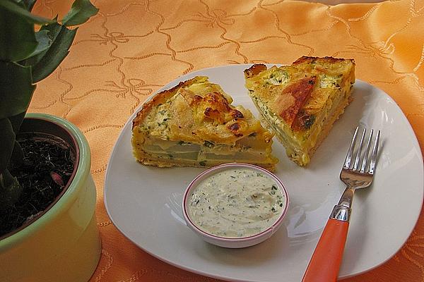 Kohlrabiquiche with Sweet and Spicy Dill Mustard Sauce
