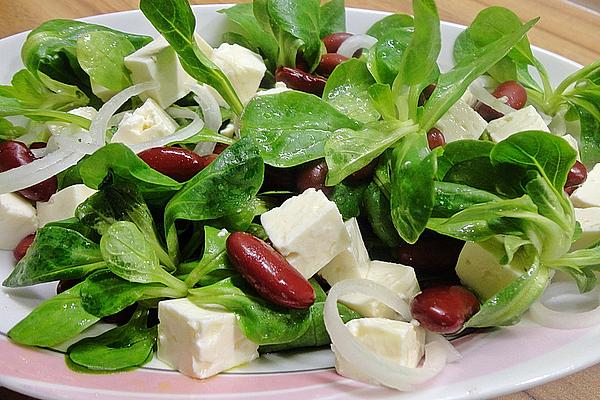 Lamb`s Lettuce with Red Beans and Feta Cheese