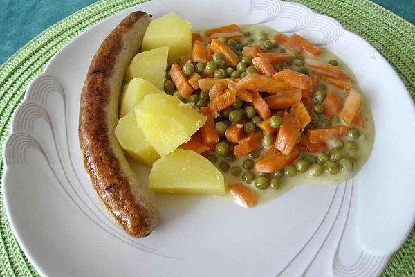 Lemon Sauce with Peas and Carrots