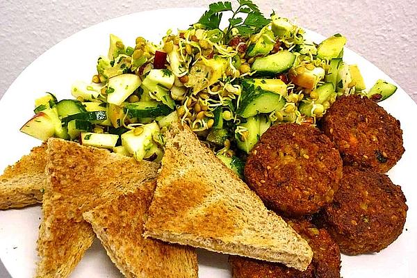 Lentil Sprouts, Avocado and Apple Salad with Ginger Dressing