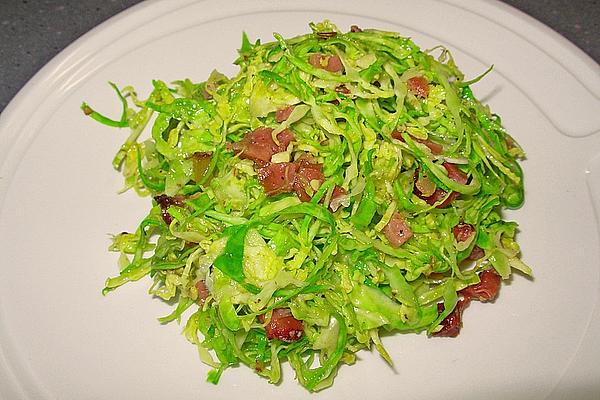 Lukewarm Salad Made from Raw Brussels Sprouts