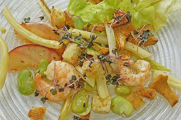Lukewarm Salad Of Chanterelles and Prawns and Other All-egg
