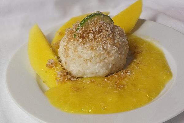 Mango and Lime Rice Pudding with Toasted Coconut