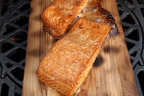 Marinated Salmon Grilled on Plank
