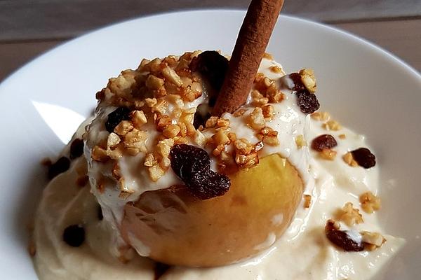 Marzipan Baked Apples with Vanilla Sauce