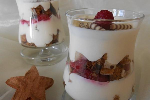 Mascarpone – Marzipan Cream with Gingerbread and Raspberries