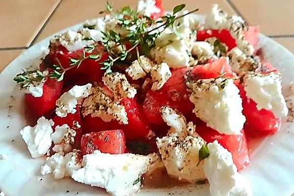 Melon Salad with Goat Cream Cheese
