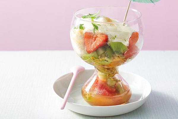 Mojito Yogurt on Fruit Salad