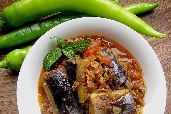 Mualle – Eggplants and Lentils Simmered Slowly