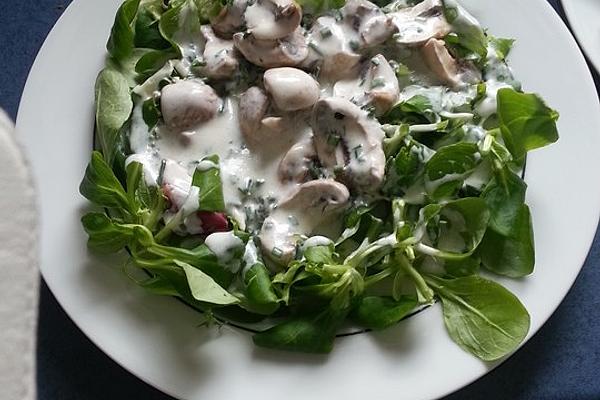 Mushroom Salad with Yogurt Buttermilk Dressing